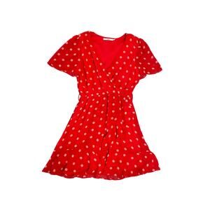Mi Ami Red & White Polka Dot Wrap Mini Dress Size Small Minnie Mouse Disney
